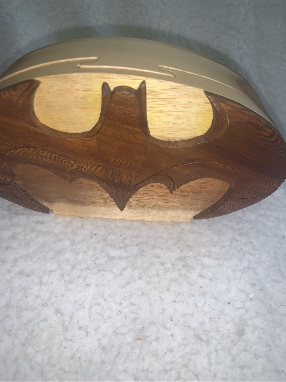 Hand-Carved Wooden Batman Trinket Box - Natural Brown - Picture 9 of 12